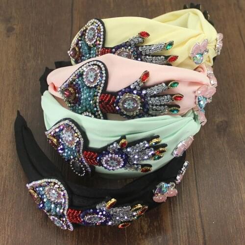 Luxury New Elegant Handmade Fashion Tiara Headbands Flower Diamante Crystal Beads Rhinestone Bohemia Headwear Women Hair Jewelry