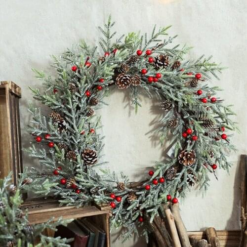 Christmas Artificial Rattan Flower Wreath Door Hanging Wreath Wall Decoration For Home Festival Party christmas decor