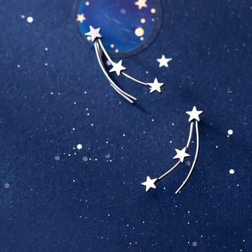 MloveAcc Hot sale 925 Sterling Silver Sparking Exquisite Stackable Star Stud Earrings for Women Luxury Jewelry Bijoux