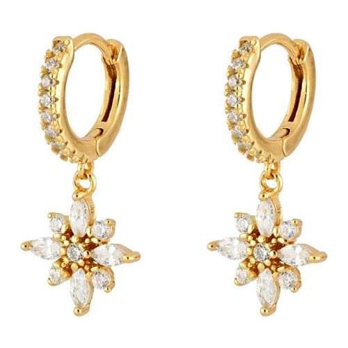 925 Sterling Silver Ear Buckle Flower Crystal Pendant Exquisite Hoop Earrings Popular Fashion For Women Elegant Birthday Gift