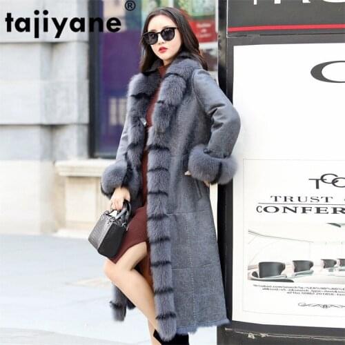 Winter Real Natural Fur Coat Women Long Fox Fur Suede Leather Jacket Female Vintage Double Faced Rabbit Fur Coat Top Hiver 19807