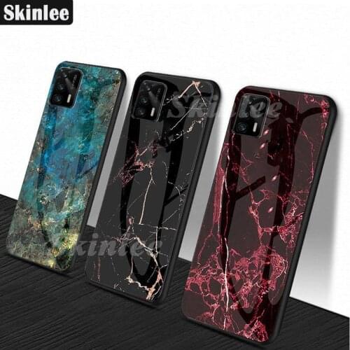 Skinlee For Realme GT 5G Case Tempered Glass Case With Soft TPU Frame Shockproof Back Case For Realme GT Cover