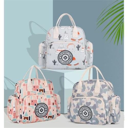 Printed Mummy Tote Bag Multi-functional Fashion Backpack Baby Nappy Bag 2021 New