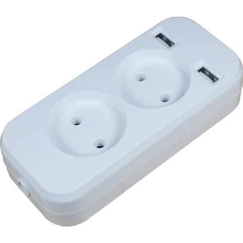 2019 new design 2 socket European 5V 2A USB extension socket LLE-01 White color