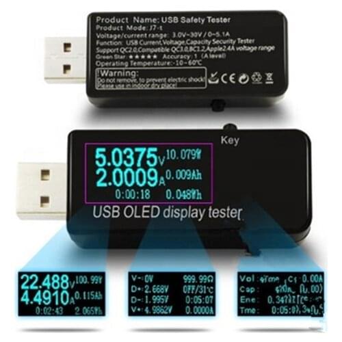 128x64 OLED USB Tester Power Bank Battery Capacity Monitor QC3.0 Phone Charger Detector