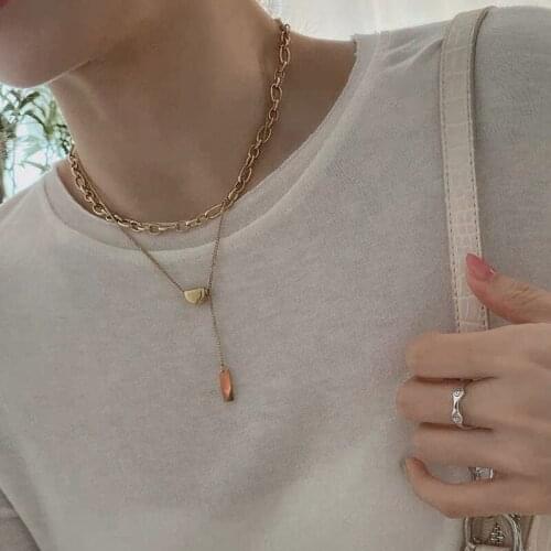 Vintage Double Chain Chokers Necklaces for Women Punk Jewelry Goth Metal Tag Pendant Necklace Female Colliers Neck Bijoux 2020