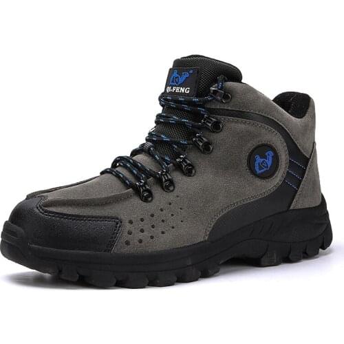 Waterproof Hiking Boots for Men Women Outdoors Walking Climbing Shoes Rubber Lace-up Non-slip Cow Leather Sneakers