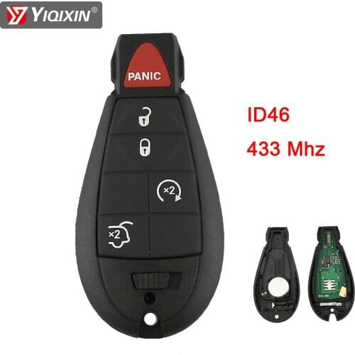 YIQIXIN 5 Button Remote Car Key For Chrysler Dodge Ram 2008 2009 2010 2011 2012 Charger Magnum Challenger M3N5WY783X 433Mhz ID46