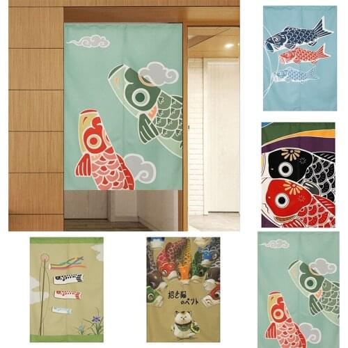 Japanese Fabric Curtain Kitchen Door Curtain Non Perforated Half Panel Curtain Home Decoration Geomantic Curtain