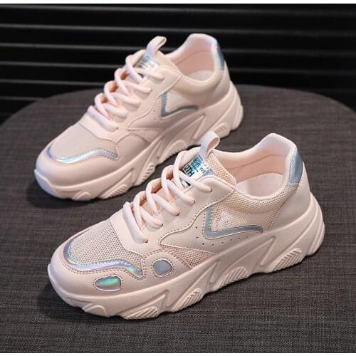 Womens mesh breathable shoes Casual Women Sneakers Flat Platform Casual Shoes Comfortable Female Trainers White Z1-08