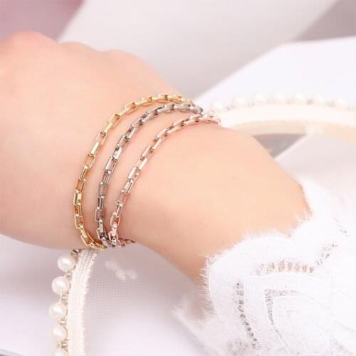 Boho Alloy Bracelets for Women Cute Enamel Bracelet Jewelry Rose Gold Color Link Chain Bracelet Femme Mujer Pulsera