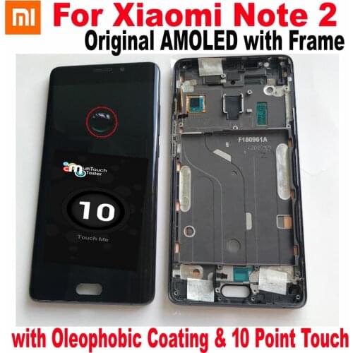 Original New Super AMOLED LCD Display Touch Screen Digitizer Assembly with Frame For Xiaomi Note2 Mi Note 2 5.7" Phone Pantalla