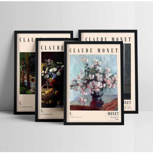 Famous Claude Monet Exhibition The Bank Of The Seine, Flowers, Red Kerchief Modern Nordic Canvas Painting Wall Art Home Decor