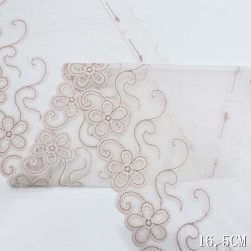 2Yards Embroidered Lace Trim 16.5cm Wide Mesh Dolls Dress Clothes Curtains Home Textile Handmade Sewing Bra Underwear Fabric