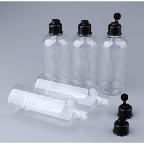 5pcs 100/200/300mL Refillable Empty Plastic Shampoo Lotion Dispenser Bottles