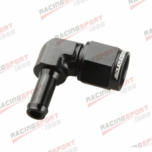 6AN AN6 Female To 5/16" 8mm 90 Degree Barb Hose Adapter Fitting Black