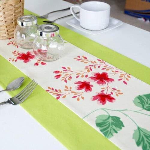 Brand Cotton Linen Pastoral America country flower print stripes patchwork table runner table flag table decoration accessories