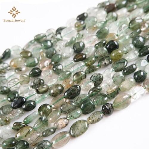 Stone Beads Natural Irregular Green Rutilated Round Loose Spacer Nuggets Beads For Jewelry Making Diy Bracelet Necklace 6-8mm