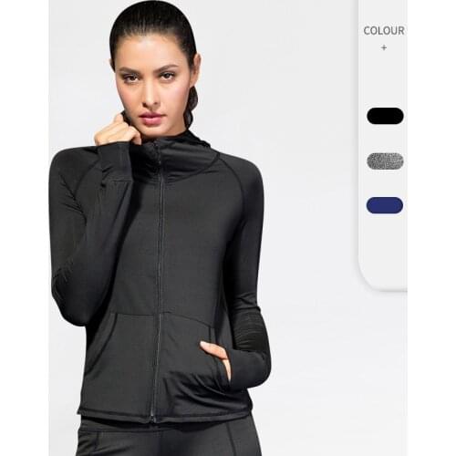 Long Sleeve Quick Dry Hoodie Sports Coat T-Shirt for Women Breathable Zipper Fitness Yoga Top Jacket Training Sportswear Clothes