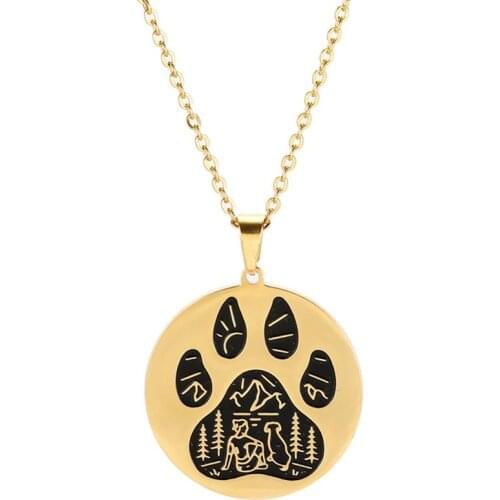 Skyrim Dog Cat Paw Claw Pendant Necklace Women Men Stainless Steel Gold Color Black Statement Chain Necklaces Jewelry Gift