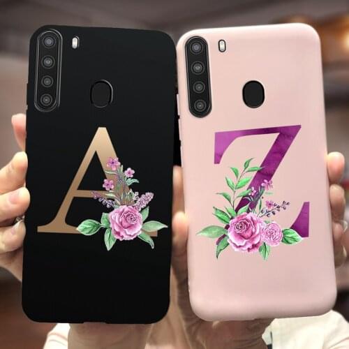 For Samsung Galaxy A21 Case SM-A215U Soft Silicone Cute Letters Cover For Samsung A21 A 21 A215U Phone Cases 6.5'' Fundas Bumper