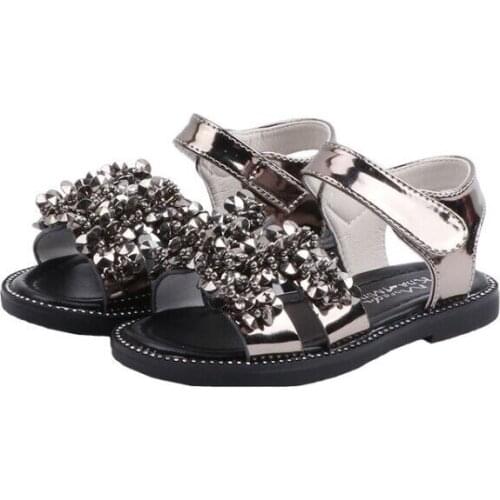 CUZULLAA Children Summer Shoes 1-12 Years Girls Rhinestone Sequins Sandals Princess Dress Shoes Soft Sole Beach Shoes Baby 21-36