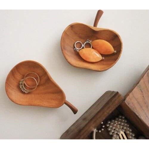 Wood Sauce Plate Teak Apple Pear Floret Plates Wooden Wasabi Sauces Dispenser Oil Container Dining Room Accessories for Ketchup