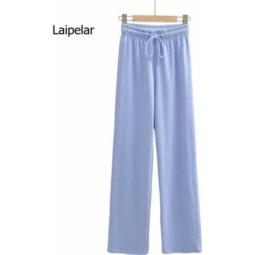 Lazy Leisure Style Tight Drawstring Sports Pants New High Waist Floor Casual Summer Spring Street Trousers