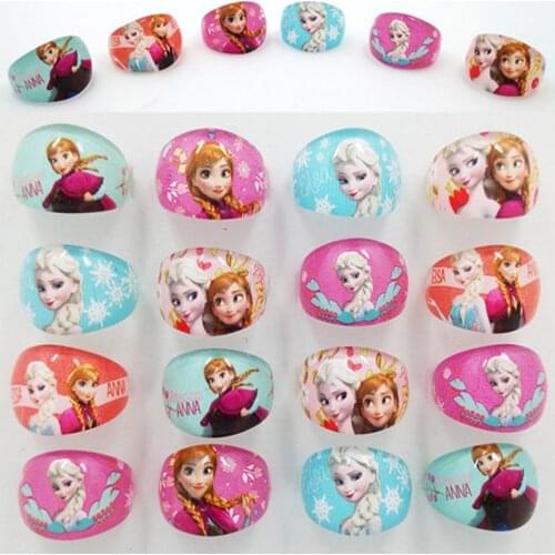 12pc/lot Disney Frozen Princess Elsa Anna Rings Acrylic Crystal Kids Finger Rings Party Favors Costume Birthday Party Supplies