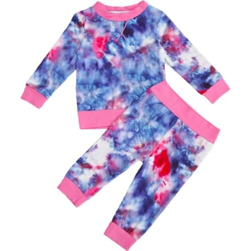 0-24M Newborn Kid Baby Girl Tie-Dye Clothes set Long Sleeve Sweatshirt Top pant suit Autumn Winter Clothing Outfit