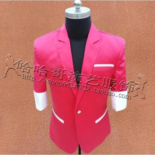 Red clothes men fashion suits designs masculino homme terno stage costumes for singers jacket men blazer dance star style dress