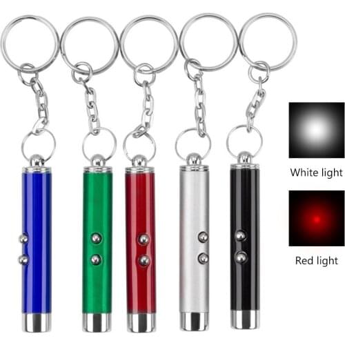 Keychain Laser Pointer 2 In 1 Light Lazer Red Laser Lazer Pointer Pen LED Light Torch LED Training Military Hunting Cat Dog Toy