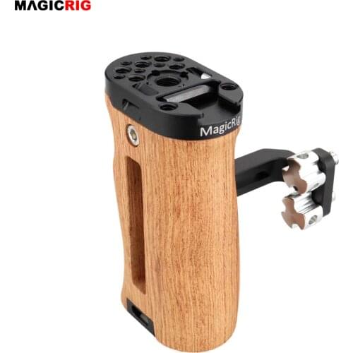 MAGICRIG Wooden Grip Universal Side Handle with Cold Shoe Mount for A7SIII A7RIII A7III A6500 A6600 BMPCC 4K /6K Camera Cage