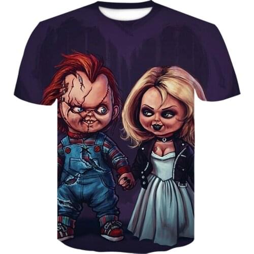 Fashion Male 3d Print t shirt Horror Movie Chucky Hoodies Style Short sleeve Casual T shirt high quality tshirt harajuku Tops