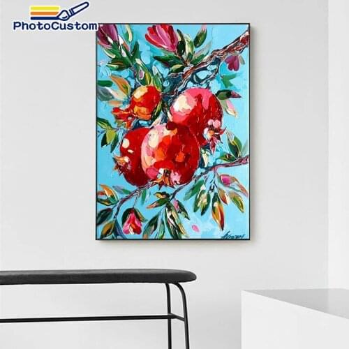 Frame Picture Diy Painting By Numbers Red pomegranate Modern Wall Art Picture By Numbers For Child Gift Home Artwork