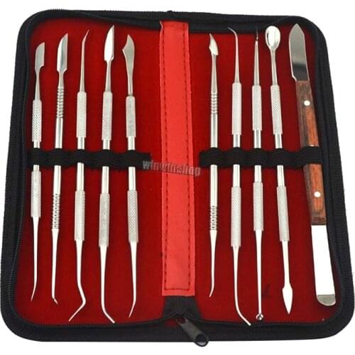 10pcs / Set High quality wax carving tool set stainless steel multifunctional kit dental instrument dental laboratory equipment