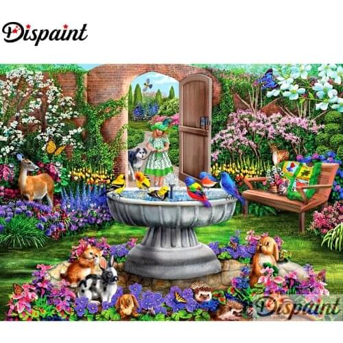 Dispaint Full Square/Round Drill 5D DIY Diamond Painting "Animal garden scenery" Embroidery Cross Stitch 5D Home Decor A10885