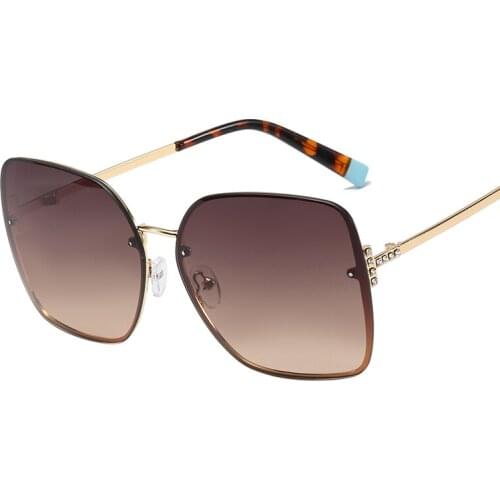 2020 New High qulity Square sunglasses women fashion rimless brand designer Gradient shades glasses metal sunglasses woman