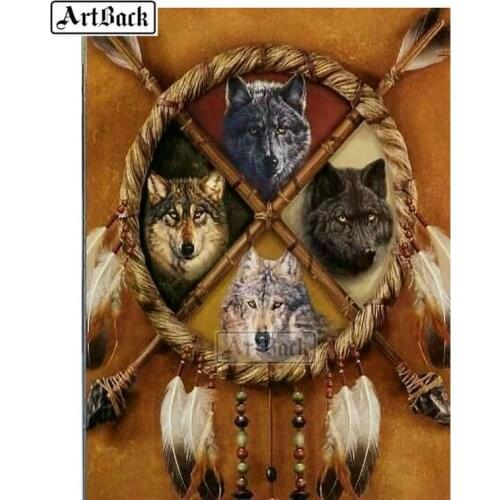 New Arrival 5D Diamond Painting Wolf Icon Square Drill3d Rhinestone Diamond Embroidery Animal Wolf Mosaic Art Home Decoration