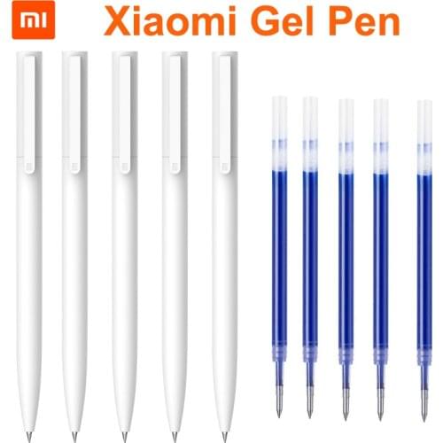 Original Xiaomi Mi 10Pcs Gel Pen 0.5mm Black Refill No Cap Bullet Pen Smooth Switzerland MIKRON Nib Japanese Ink Stationery Pens