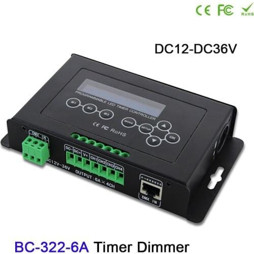 BC 322-6A Programmable Timer Led Aquarium Strip Light Dimmer Controller DMX512 input with LCD display Built-in clock syste