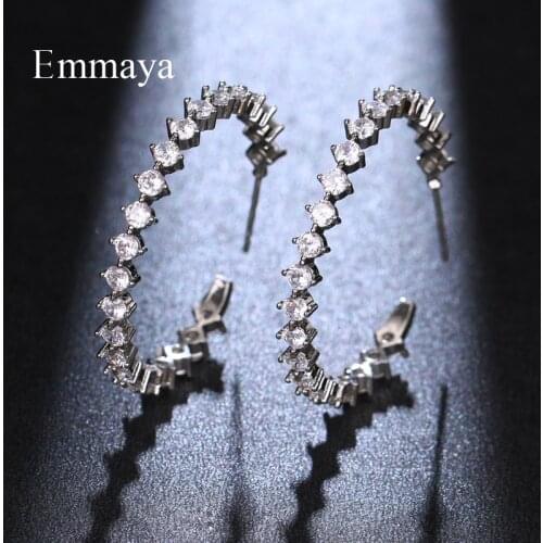 Emmaya Simplicity Style Open Earring For Women Stunning Cubic Zircon Ornament In Bridal Wedding Party Fashion Jewelry
