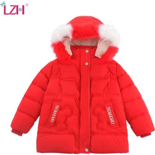 LZH 2021 Autumn Winter Baby Girls Clothes Thick Down Jacket For Girls Hooded Childrens Clothing From 5 To 12 Years Kids Coats