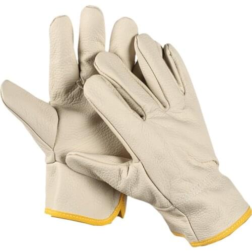1 Pair Work Gloves, Durable Cowhide Leather Driver Work Gloves, Soft Wear-resistant for Construction, Industrial & Personal Use