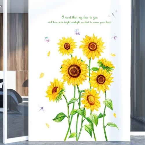 Removable Wall Stickers PVC Quotes Sunflower Bedroom Living Room Mural art Decoration Posters