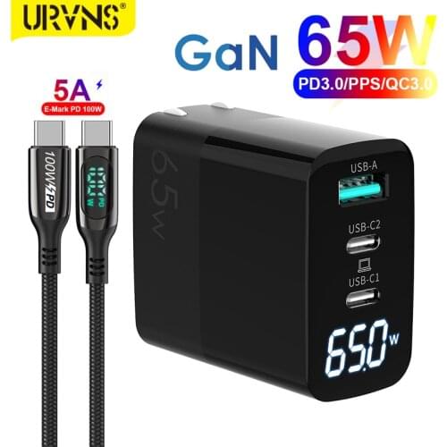 GaN 65W USB C PD Wall Charger Block Multi Ports Works for 30W 45W 60W Compatible for iPhone12, MacBook Pro Air, Switch, Galaxy
