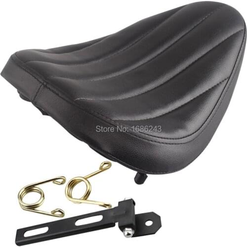 Universal Retro Motorcycle Black Leather SOLO Seat Bracket 2" Golden Spring Kit New