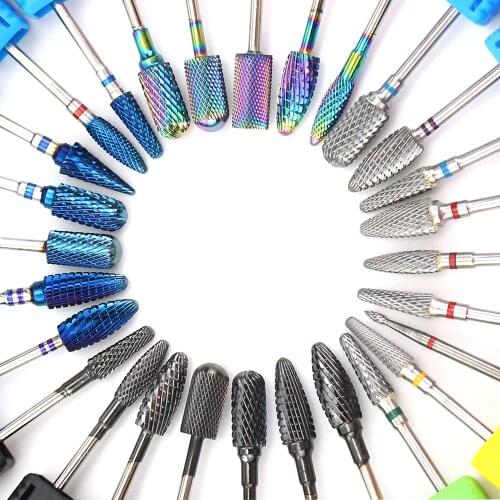 28 Type Tungsten Carbide Nail Drill Bit Milling Cuttter For Electric Manicure Machine Rainbow Black Dead Skin File Nail Art Tool