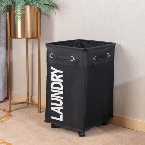 Quality Dirty Clothes Laundry Basket Foldable Storage Basket with Wheel for Office Waterproof Oxford Bathroom Laundry Hamper