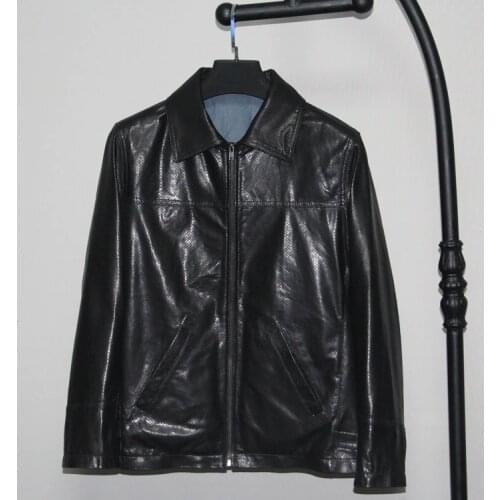 YR!Free shipping.sales.$69.99,summer slim sheepskin jacket.mens genuine leather coat.fashion casual leather outwear.quality